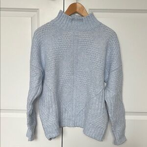 Light Blue Mock Neck Chunky Knit Sweater